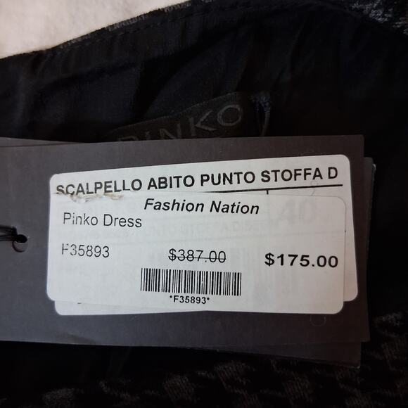 PINKO Black & Gray Houndstooth Wool Blend Sleeveless Mini Dress preppy Sz 4 NWT - Picture 7 of 13